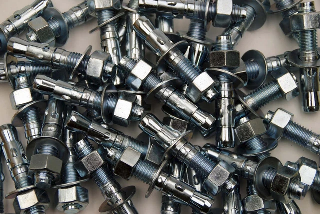 6 Concrete Wedge Anchor Bolts - 3/4" X 10" With Nuts & Washers, Zinc Coated Steel