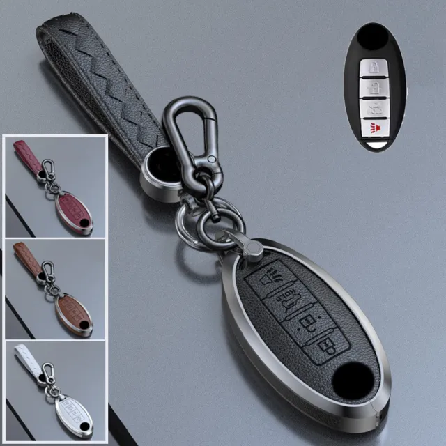Zinc Alloy Leather Car Key Fob Case Cover For Infiniti Q50 Q60 For Nissan Altima