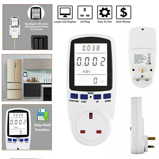 ELECTRICITY POWER CONSUMPTION Energy Meter Monitor UK Plug in Watt Kwh
