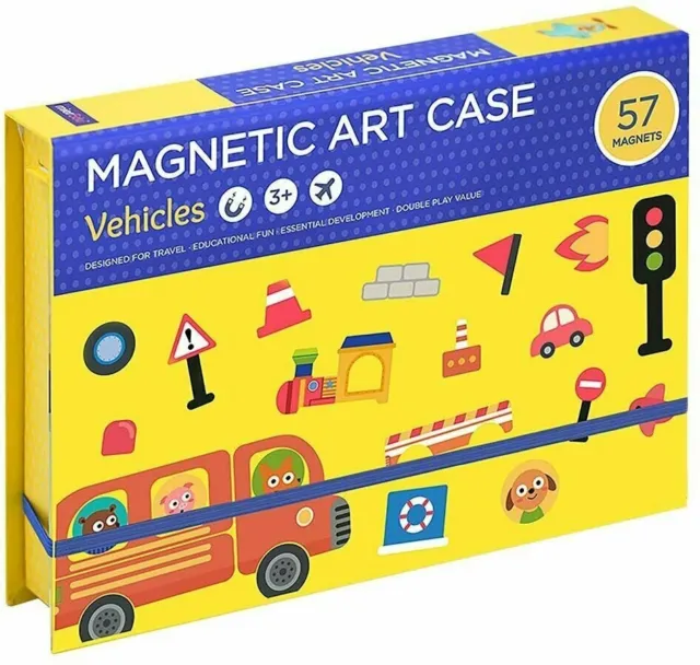 Magnetic Puzzles Vehicles Game and Board with Drawing Pen, Preschool Jigsaw