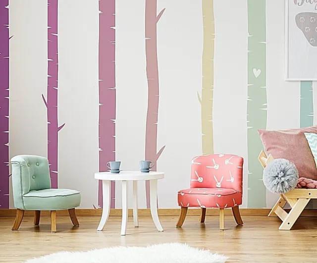 Colorful Birch Tree Wall Rainbow Wall Decals, Stickers, Wall Art Decoration 477