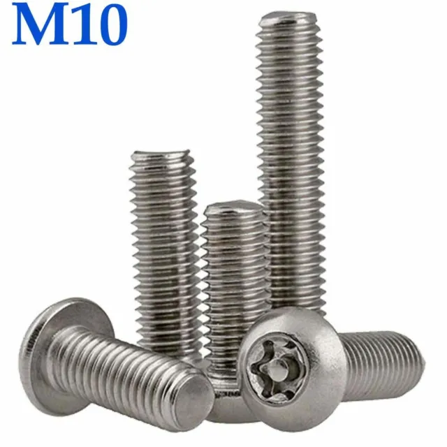 M10 - 1.5 304 Stainless Steel Pin Tamper Torx Security Button Head Screws Bolts