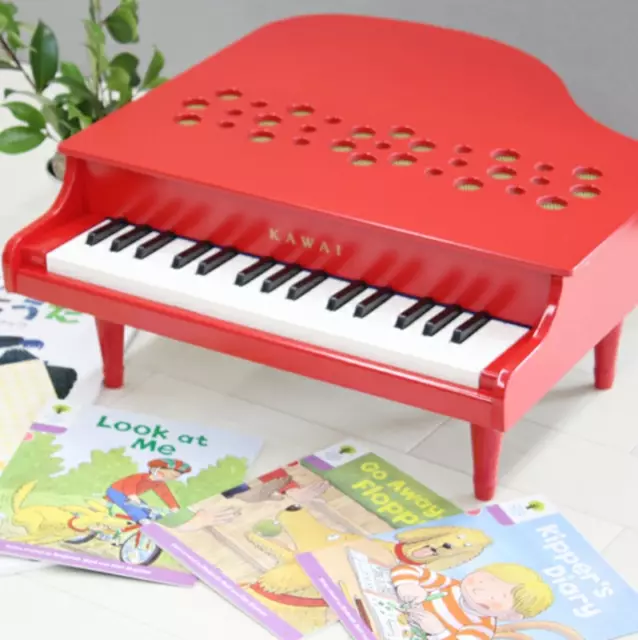 KAWAI Mini Grand Piano Musical Instrument Toy P-32 Red 1163 Made In Japan New