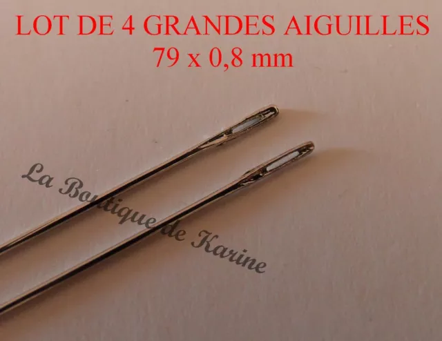 LOT DE 4 GRANDES AIGUILLES 79 x 0,4 mm - CREATION BIJOUX PERLES AC3