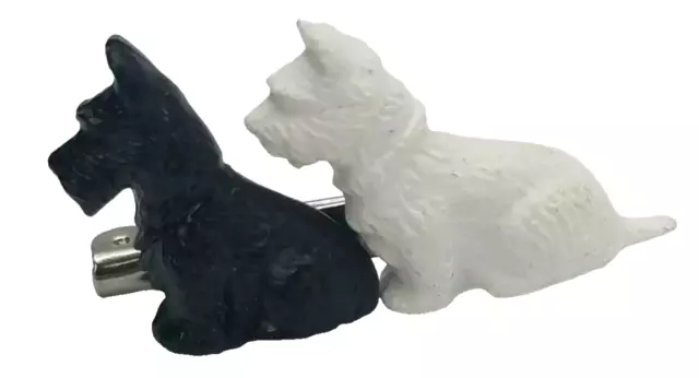 Vintage Pair of Black and White Scottie Terrier Dog Pin Great Britain England