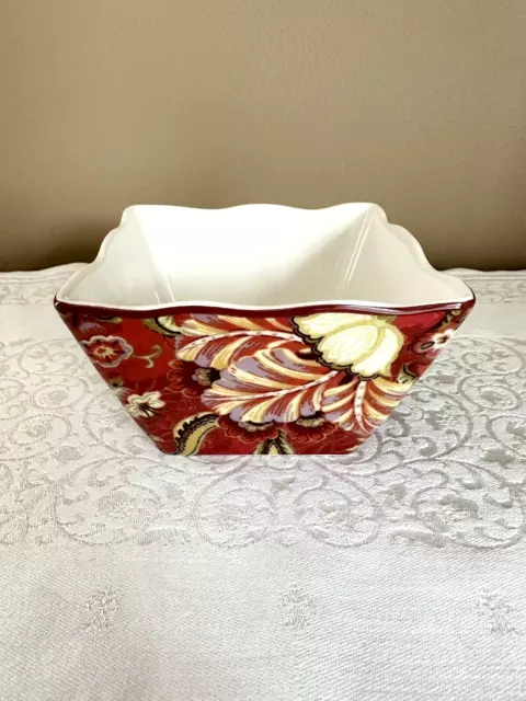 222 FIFTH GABRIELLE RED SQUARE APPETIZER CANDY NUT FRUIT BOWL 4 1/8" x 4 1/8"