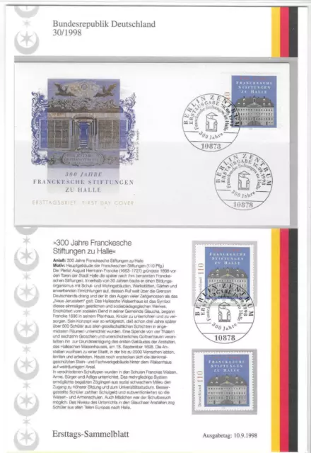 Bund 1998: Mi. Nr. 2011: ETB: 30/1998: 300 Jahre Franckesche Stiftungen