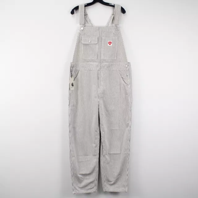 Carhartt WIP W' Terrell Overalls in Wax/Dark Navy Hickory Stripe - Size Large