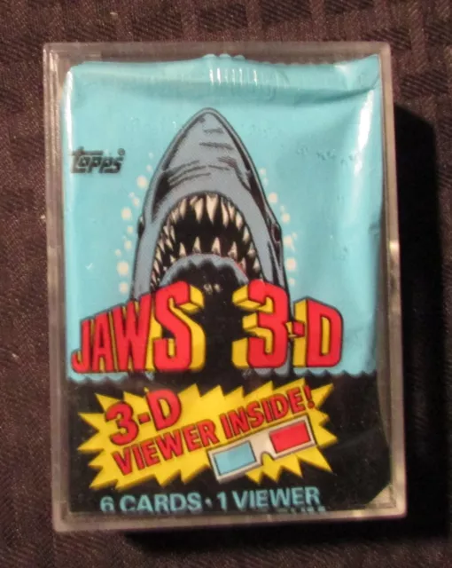 1983 JAWS 3-D Topps Trading Cards SET of 1-44 plus Glasses & Wrapper NM 9.4