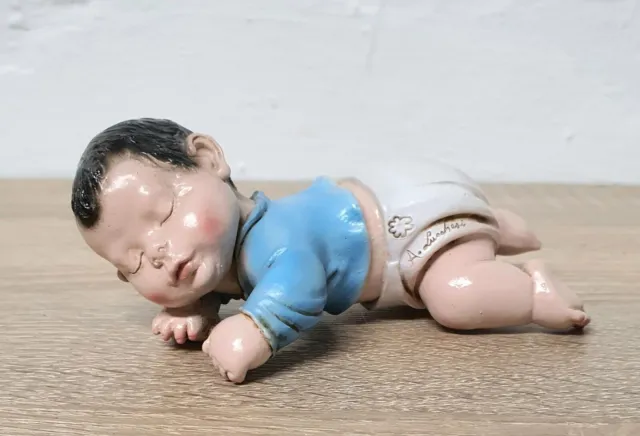A.Lucchesi Figurine de collection Sleeping Baby Porcelaine Peinte à la main...