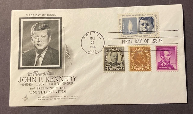 #1246 Kennedy Memorial FDC with 3 other assassinated President stamps