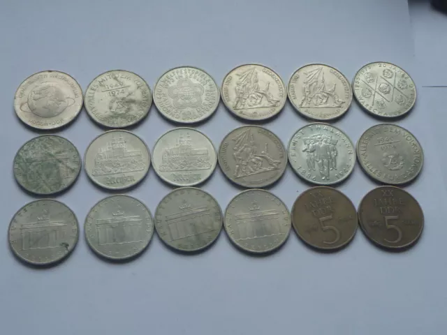 DDR-Gedenkmünzen Konvolut 9x 10 Mark    9 x 5 Mark