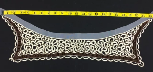 Vintage Collar Brown Stiff Embroidery Clothing Costume A8 3