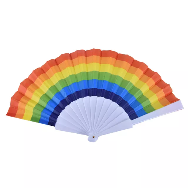 1PCS Rainbow Fan Hand Held Folding Fan Dance For Decoration Fan Art Crafts D=s=