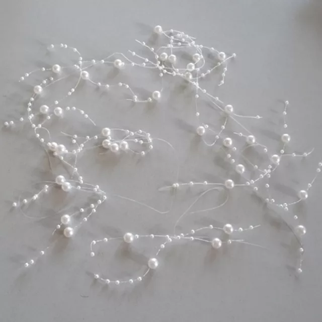 Decoración de Boda Cordón Perlas Adorno Pelo Ramo Novia Estrella Blanco 1m