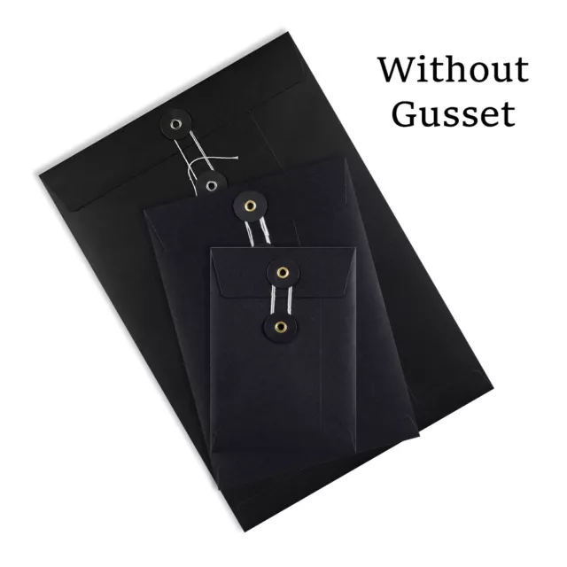 DL C5 C6 Quality String & Washer Black Color Envelopes Button-Tie Cheap
