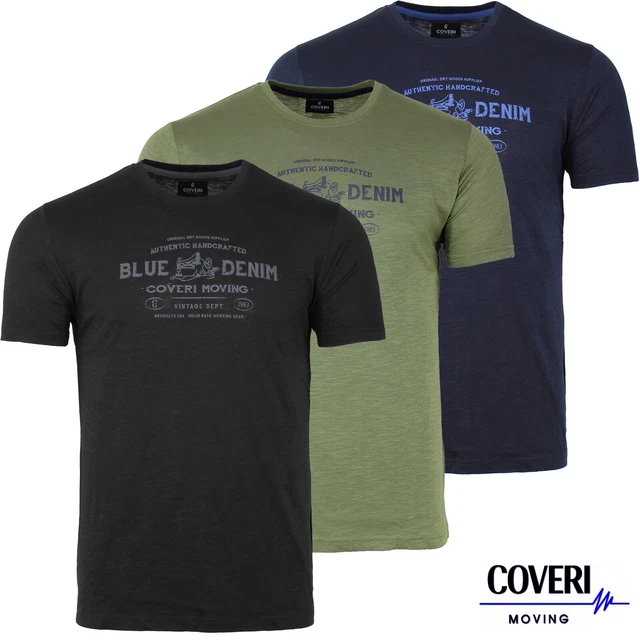 T Shirt uomo girocollo manica corta cotone fiammato COVERI MOVING M L XL XXL 3XL