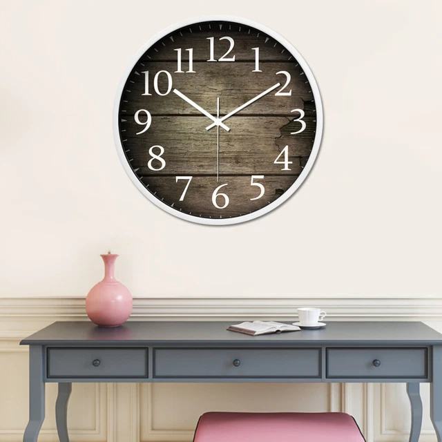 Ménage pendaison murale motif créatif en bois grande horloge murale muette 3