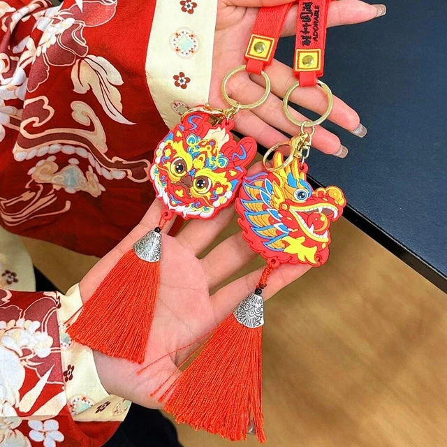 CARTOON DRAGON HEAD Dragon Keychain Chinese Dragon Head Bag Pendant EUR