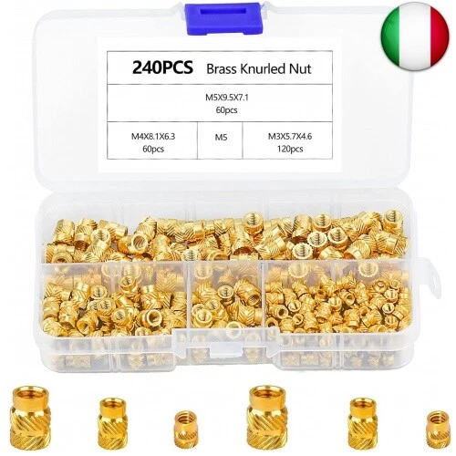 240 Pz Inserti Filettati M3 M4 M5 in Ottone Zoccoli Boccole Filettate Interne