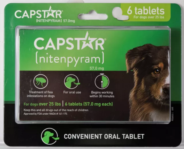 CAPSTAR 6 nitenpyram 57 mg Tablets Oral Treatment - Dogs OVER 25lbs 09/2025 NEW