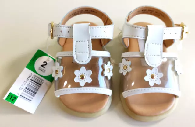 Vtg? NWT Gerber Baby/Toddler Sandals-Flex Support System ~White~Sz 2~Buckle