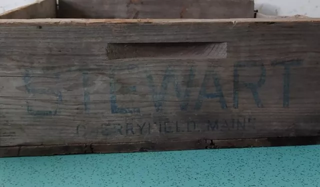 Vintage Wooden Crate Wyman Stewart Cherryfield Maine Blueberry Crate Damaged