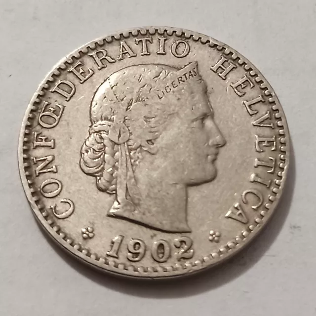 Moneta Svizzera 20 Rappen 1902