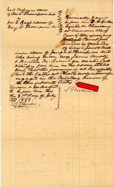 Letter Regarding Confederate States - Civil War