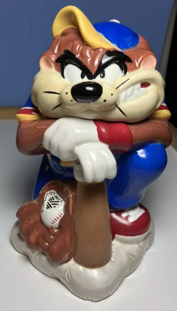 TAZ Tasmanian Devil Cookie Jar Batter Up Gibson Looney Tunes  2002 Vintage