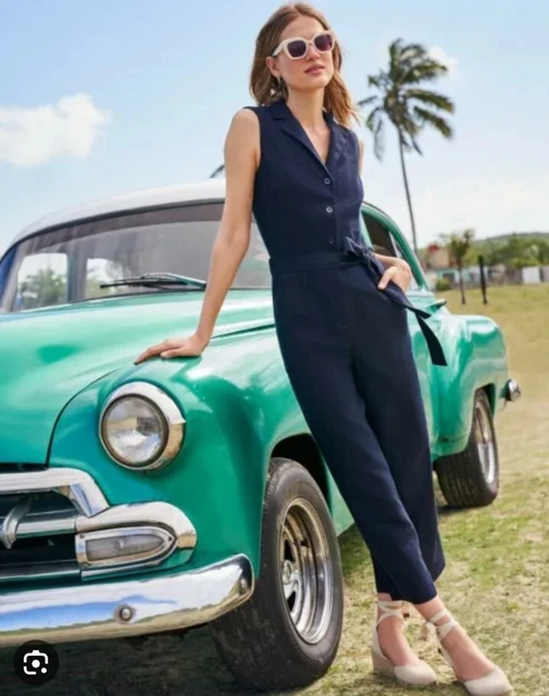 BODEN REVERE COLLAR Jumpsuit NAVY T0558 RRP 110 SIZE UK 16R BRAND