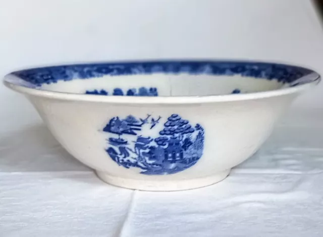 ANTIQUE 19th C. MINTON  15" EXTRA LARGE BLUE & WHITE  WILLOW TREE  BOWL