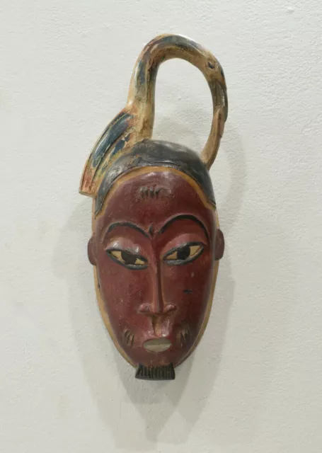 African Mask Wood Crest Baule Tribe Mask