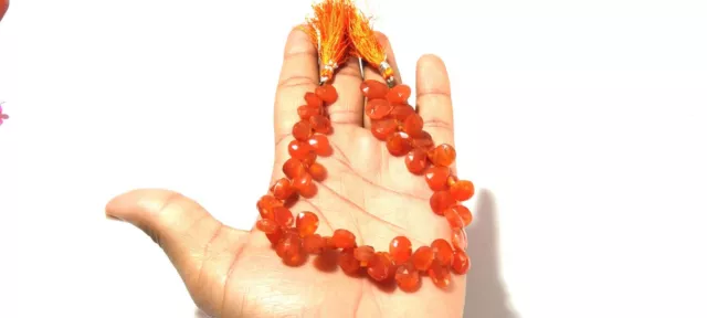 Carnelian Pear Faceted 7x10-11x15mm  Loose Gemstone Beads 10"Inch 175Cts