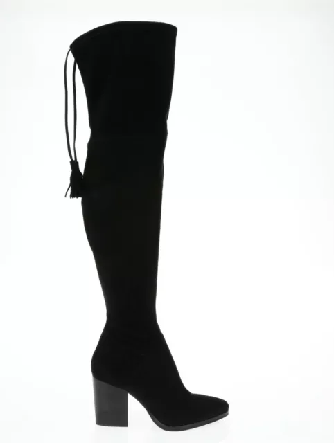 Womens MARC FISHER Mlalinda 166123 Black Faux Suede Over Knee High Boots sz 9 M