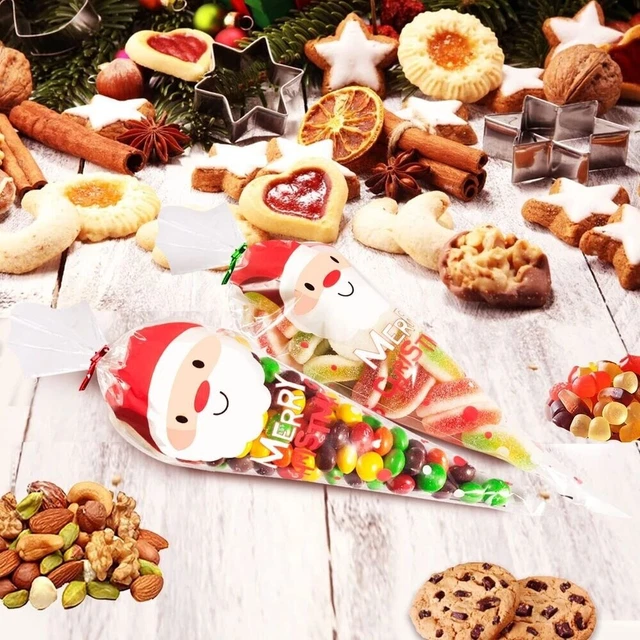 Corbatas Cellofán Cellofán Cono Bolsos Navidad Decoración Regalo Navidad