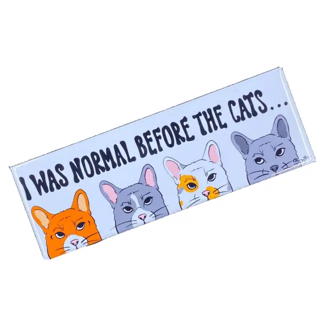 I Was Normal Before The Cats Magnet Pet Portrait Decor Gift 1.5x4.5" Handmade