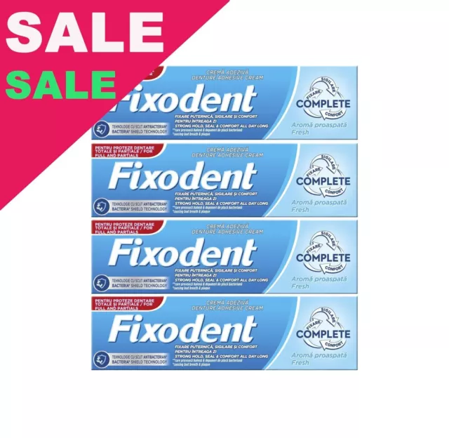 Fixodent Complete Fresh Denture Adhesive Cream Strong Hold 4 x 47g