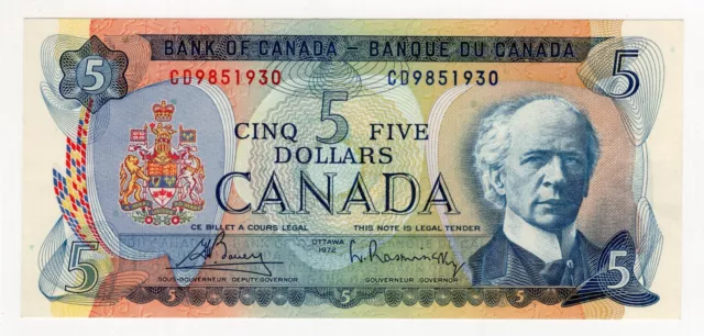 1972 Bank Of Canada Five 5 Dollar Bank Note Cd 9851930 Nice Bill