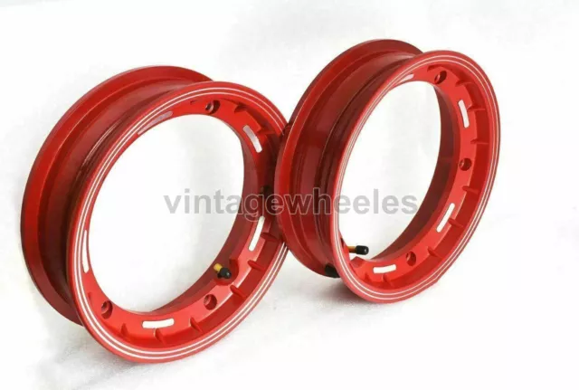 For Vespa LML PX Sprint Rally VBB 2 X 10 Inches Red Aluminium Tubeless Wheel Rim