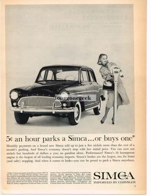 1960 Simca Aronde French Automobile Car Vintage Ad