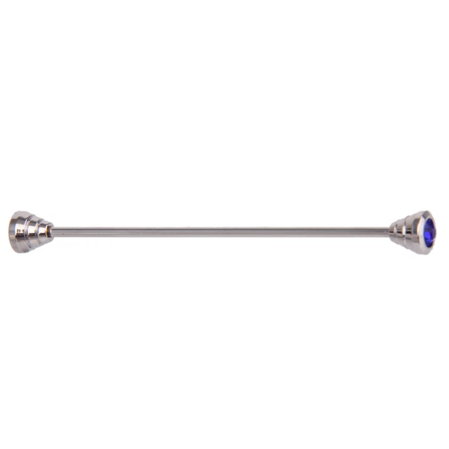 Men Necktie Blue Rhinestone Collar Cusp Bar Clasp Tie Clip Brooch Pin