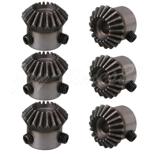 6Pcs Tapered Bevel Gear Wheel 1 Modulus 20T 0.24" Dia for Motor Driving