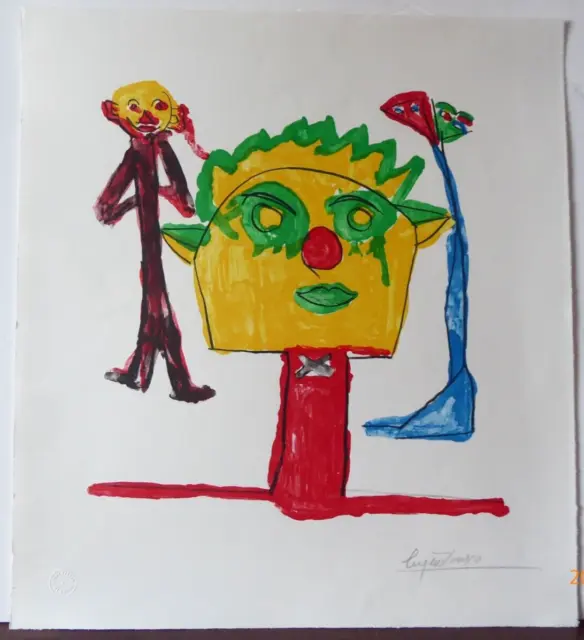 Eugene Ionesco "Le portrait et fils" 1984 signiert 43 x 47,5 cm
