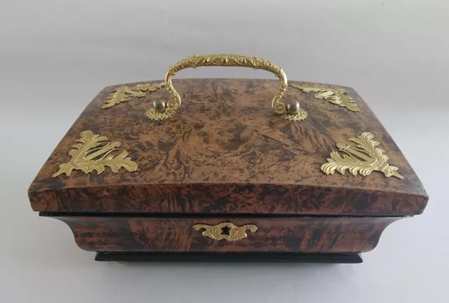 Antique French Palais Royal Sewing Box Burl Casket 18k Gold Mother of Pearl Tool