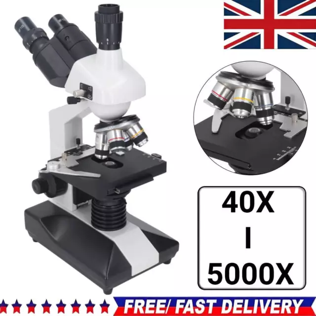 40X-5000X Trinocular Compound Microscope Professional Lab Biological Microscope