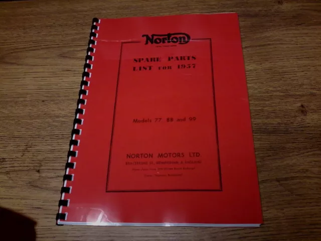 Norton Model 77 88, 99 Parts Catalogue 1957 - Nop10