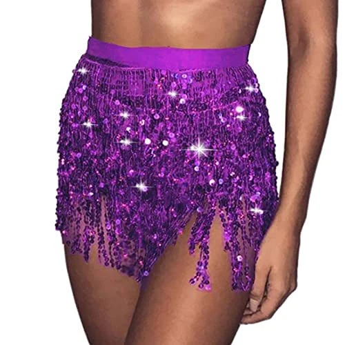 Bramian Boho Sequin Danse du Ventre Jupe Ceinture Hanche Gland Jupe Hanche Wrap