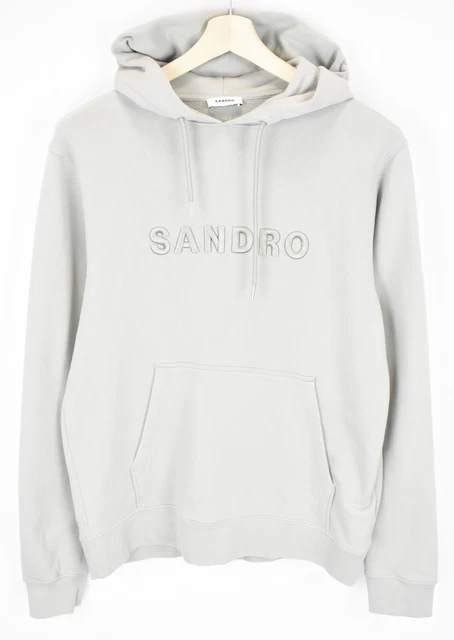 Sandro Felpa con Cappuccio Uomo Grande Pullover Logo Ricamato Canguro Cachi