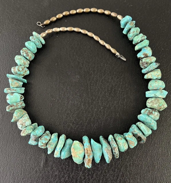 Awesome Vintage Navajo Chunky Turquoise Nugget Heishi Necklace Awesome Vintage Navajo Chunky Turquoise Nugget Heishi Necklace